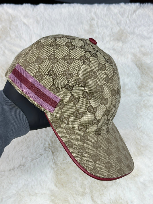 Gucci GG Supreme canvas baseball cap met roze accenten