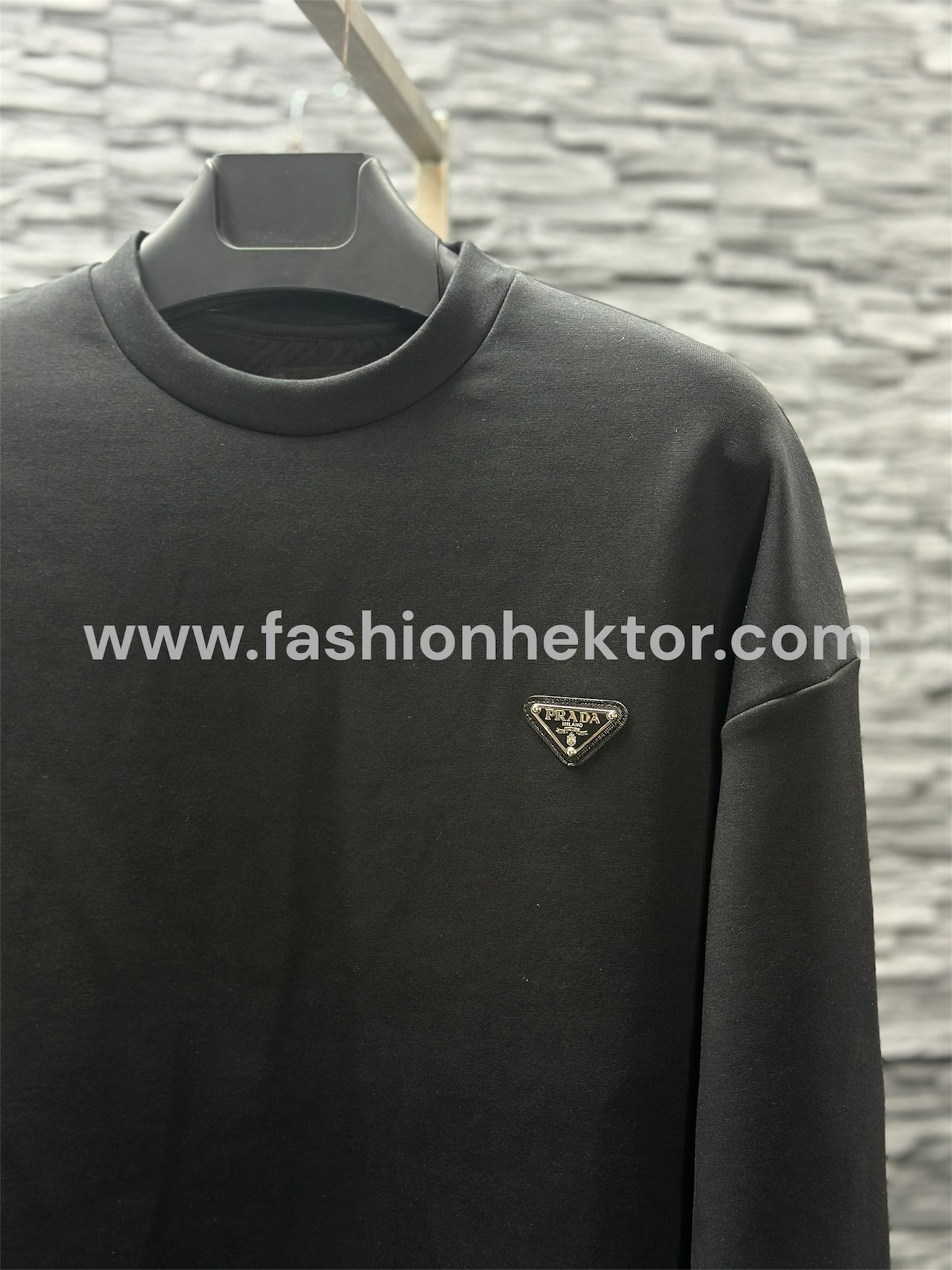 Prada Re-Nylon Plague Logo Sweater Black