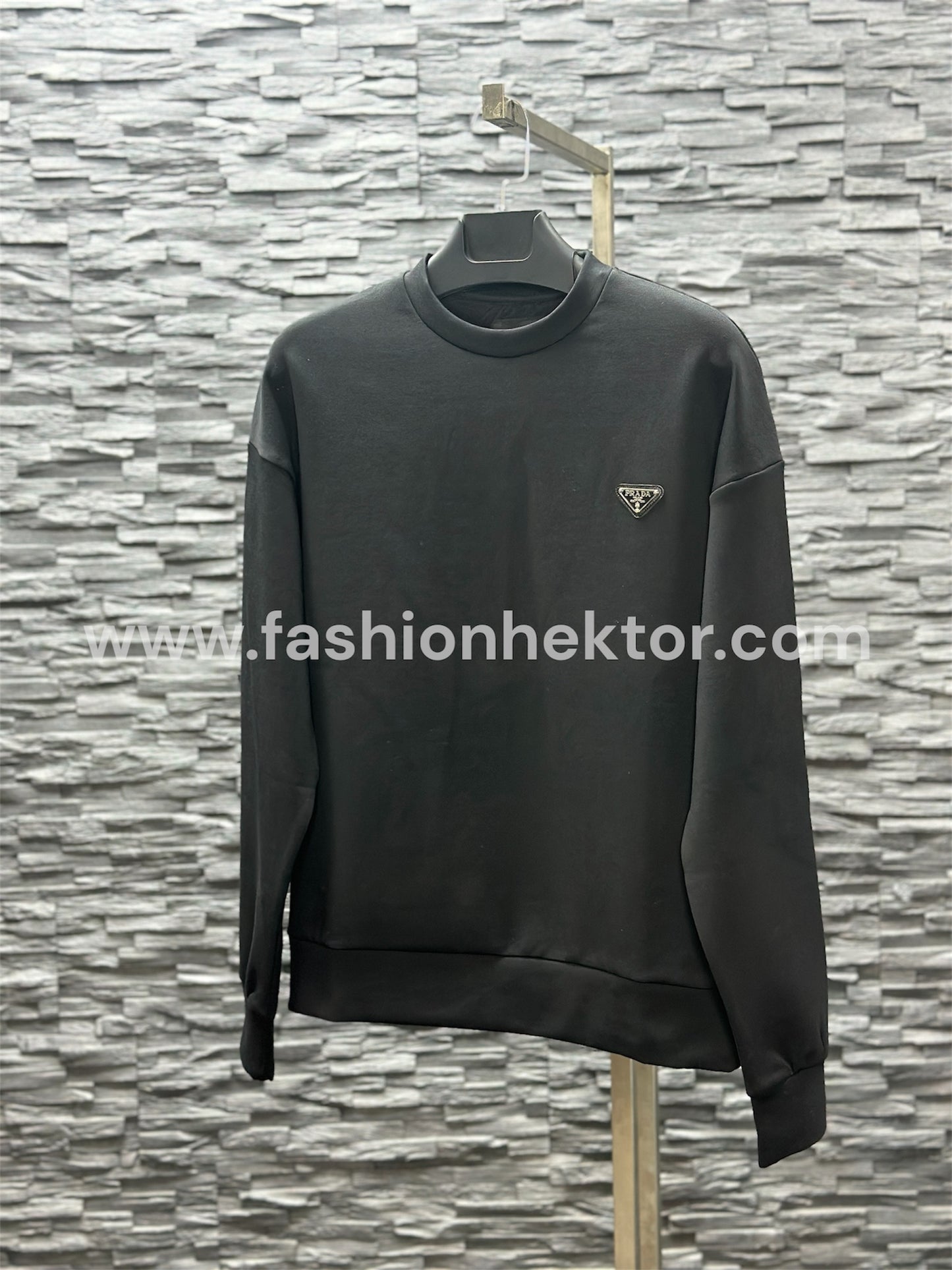 Prada Re-Nylon Plague Logo Sweater Black