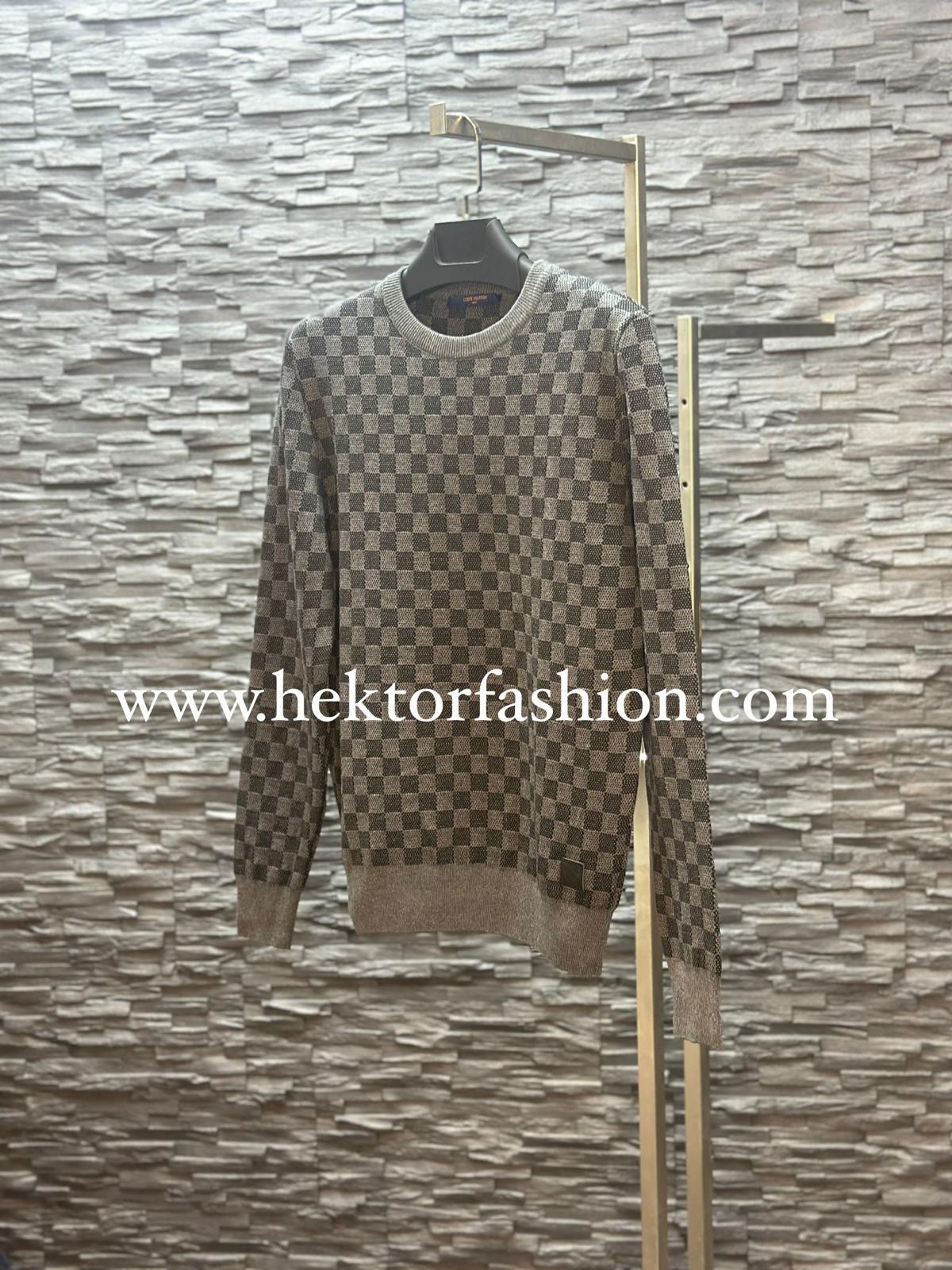 Louis Vuitton Textured Cotton Crewneck Black/Gray