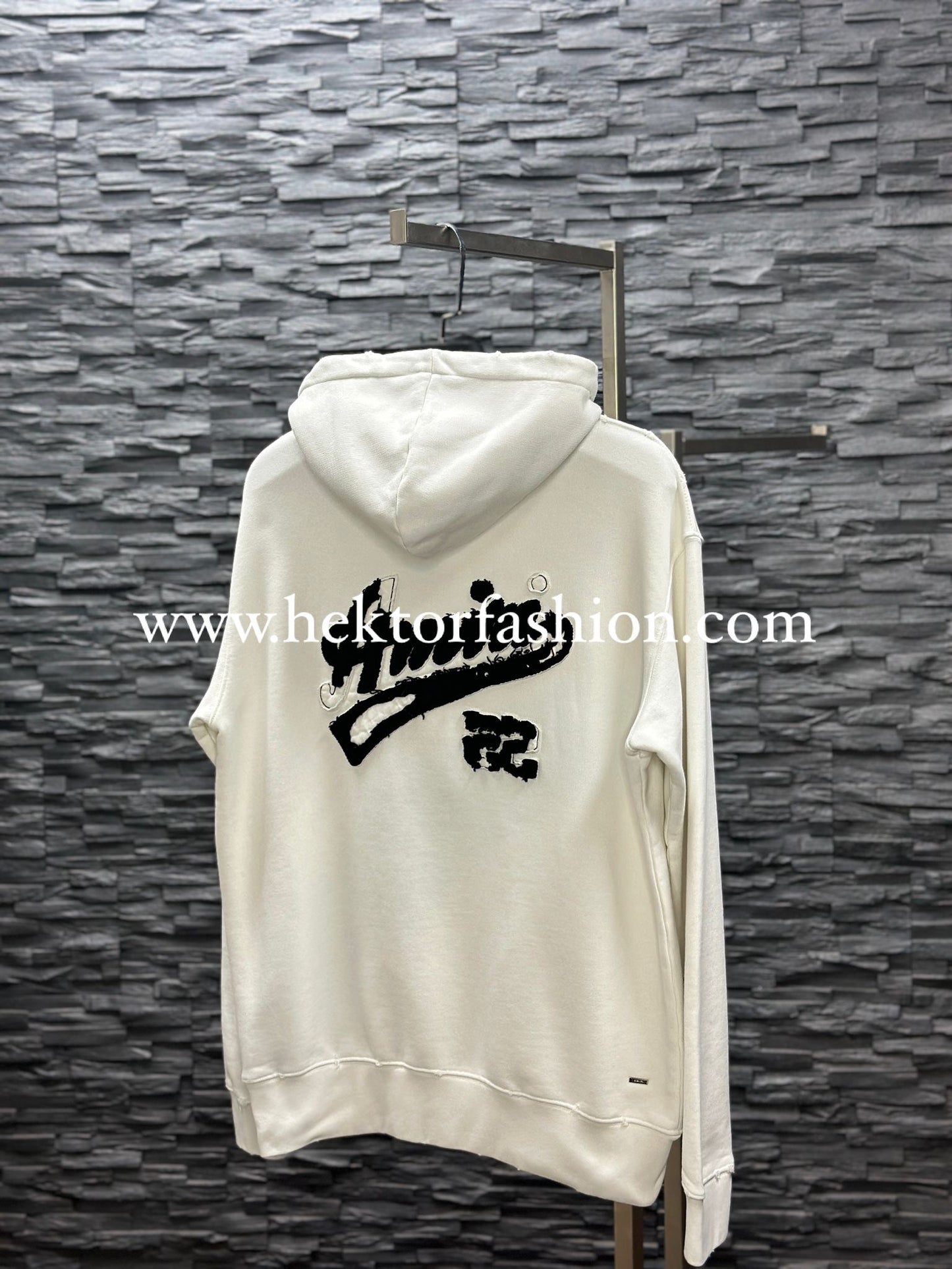 AMIRI STAGGERED LOGO HOODIE WHITE