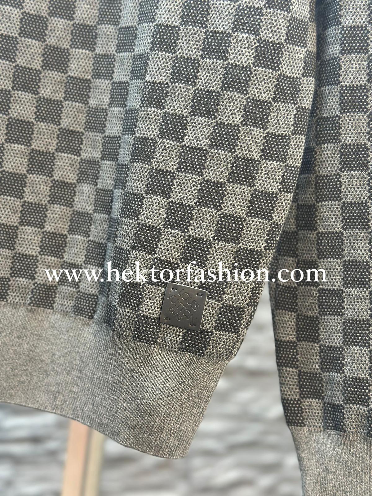 Louis Vuitton Textured Cotton Crewneck Black/Gray