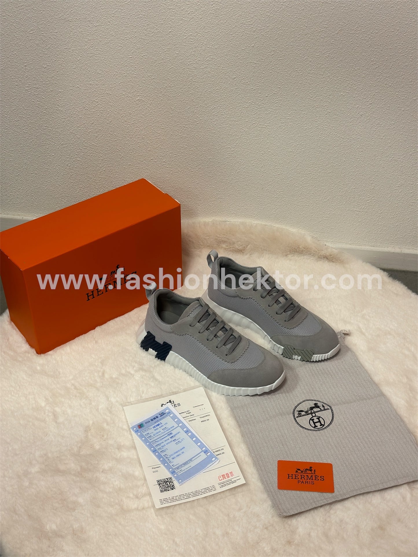 Hermes Bouncing Sneakers Grijs met Zwart