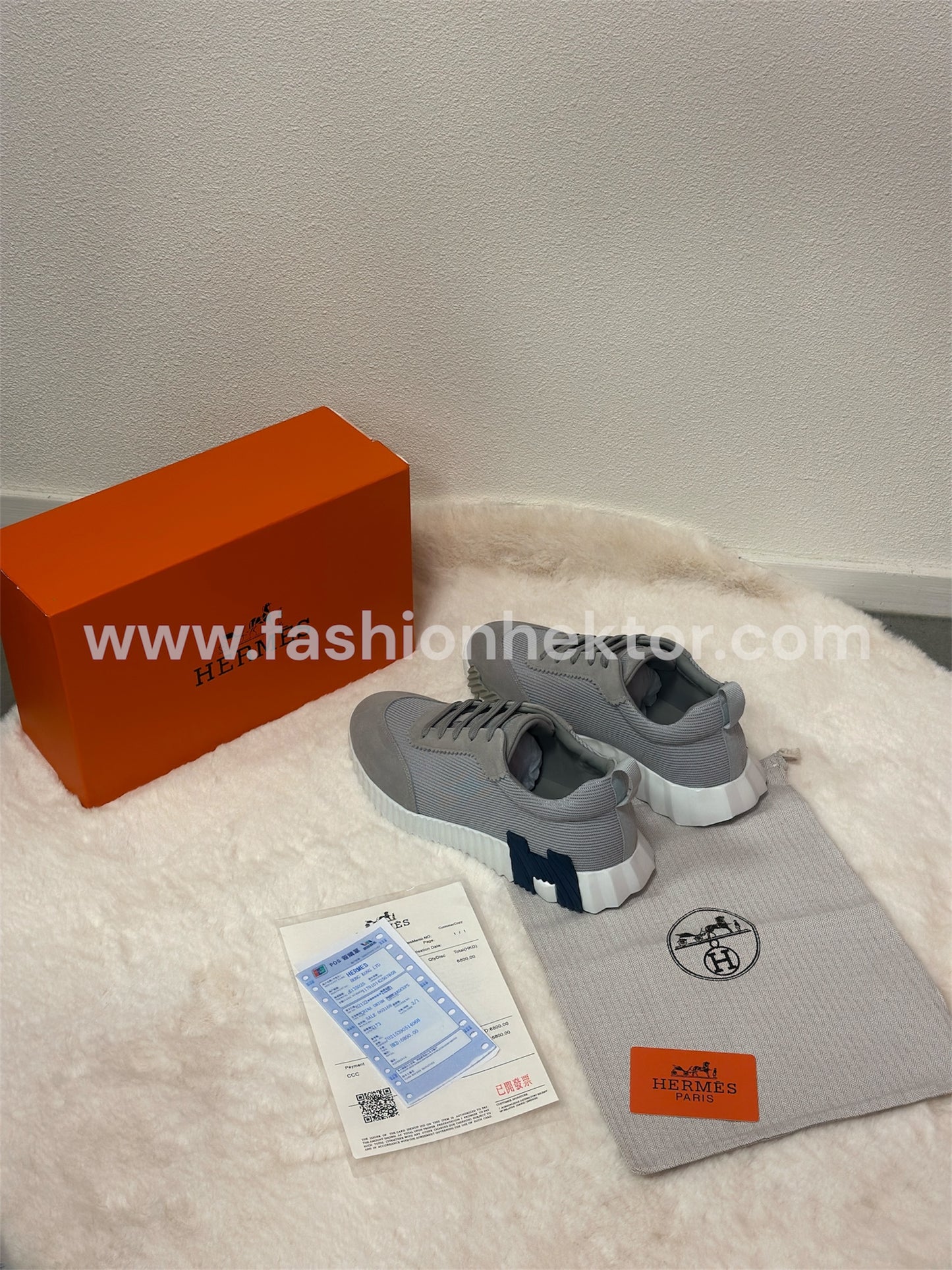 Hermes Bouncing Sneakers Grijs met Zwart