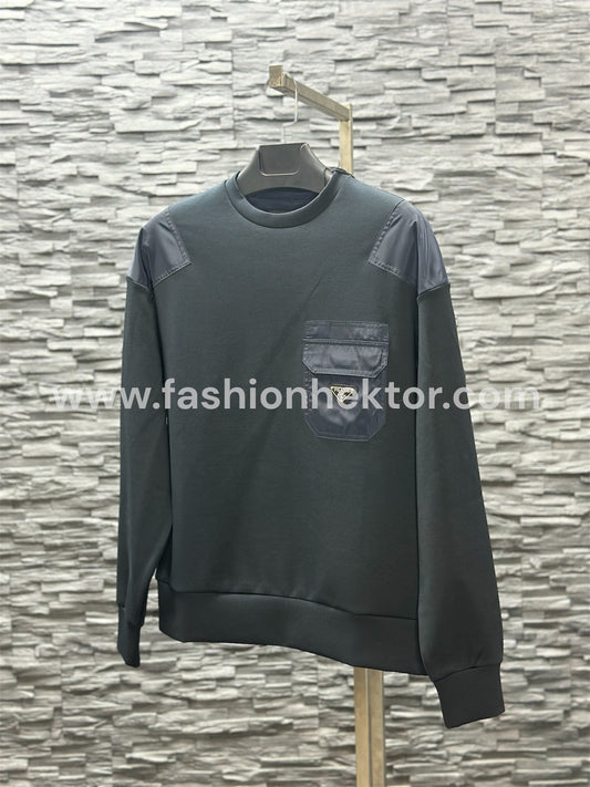 Prada 
Cotton sweatshirt with Re-Nylon details